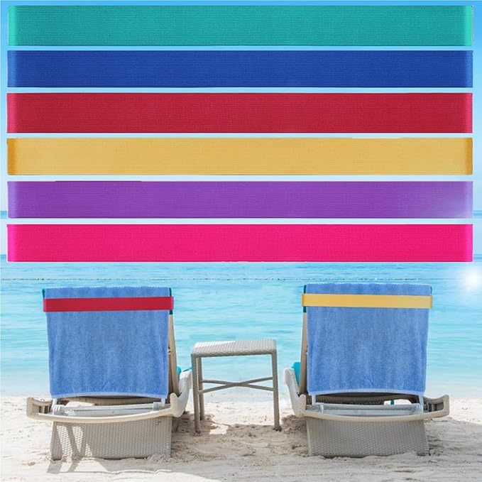 Beach Towel Bands (6 Pack), Beach Chair, Pool Chairs & Cruise Ship Essentials, The Better Towel Chair Clips Towel Holder Beach Towel Clips(6 Mix)
