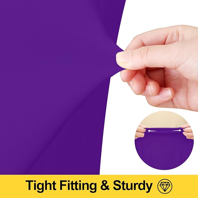 Smiry Spandex Tablecloth, Elastic Fitted Stretch Tablecloth for 8FT Rectangle Tables, Waterproof Washable Table Cover Skirt for Outdoor, Wedding, Banquet & Parties (Purple, 96Lx30Wx30H Inch)