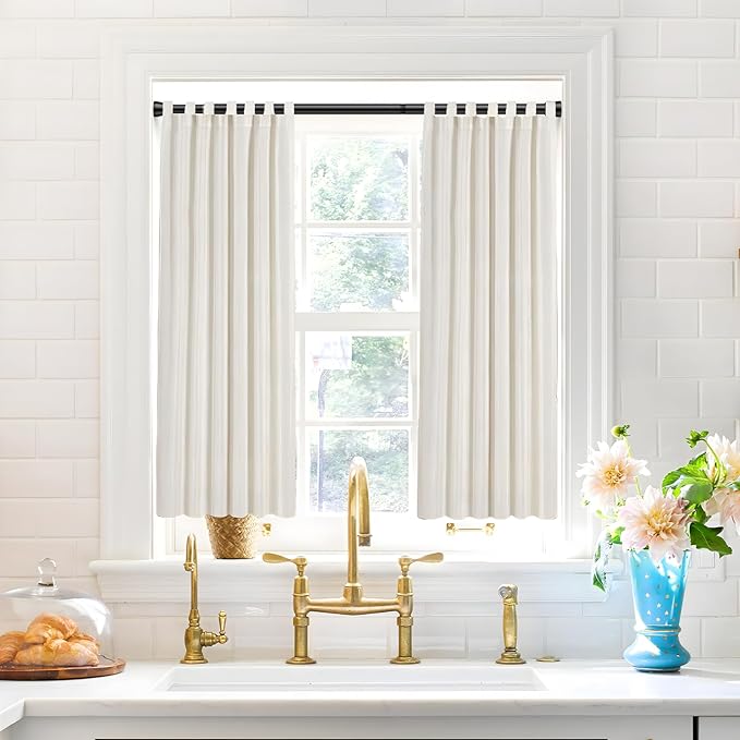 2PCS Spring Tension Curtain Rod 28 To 48 Inch Adjustable Expandable Black Tension Rod 7/8" Shower Curtain Rods No Drilling Spring Loaded Curtain Rod for Windows Bathroom Closet Bedroom Doorway Door
