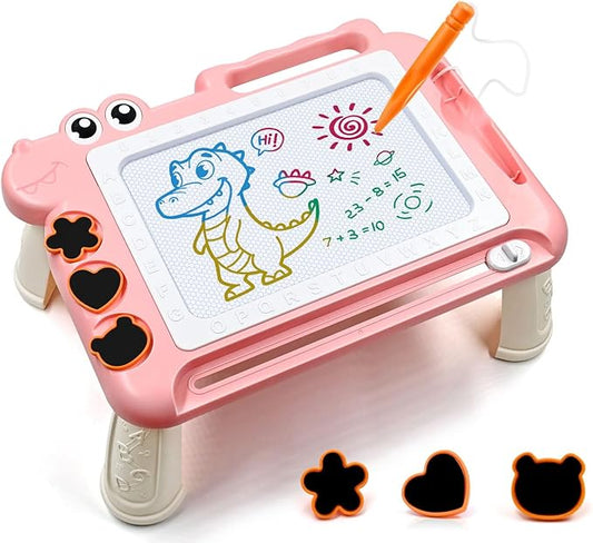 AiTuiTui Magnetic Drawing Board Toddler Toys with Legs for Girls Boys, Color Sketch Writing Scribble Doodle Pad Travel Games, Educational Learning Kids Toys Gift for Birthday or Christmas (Pink)