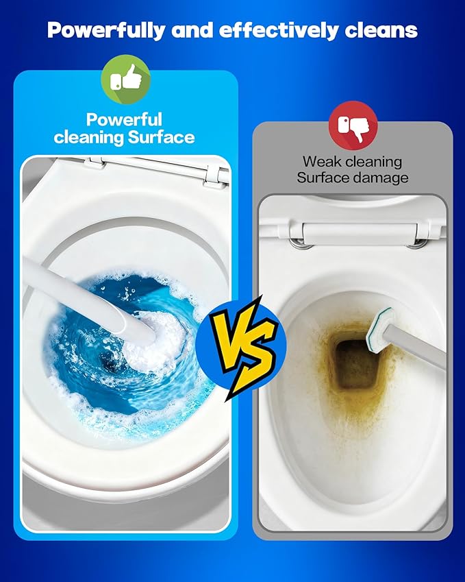 Disposable toilet wand refills (50 pack) compatible with Clorox, secure lock no-slipping design, instant foam cleaning scrubber pads, odor neutralizing refills
