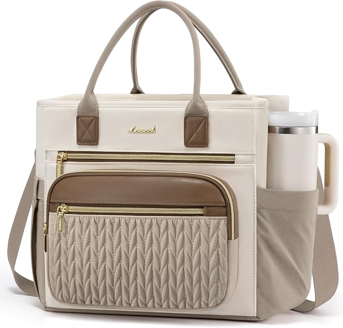 LOVEVOOK Insulated Lunch Bag Women,Wide Opening Adult Lunch Box Women with Cup Holder,Large Leakproof Cooler Bag for Work Picnic Beach Family College Mom,Lunch Teacher Breast Pump Diaper Tote Bag