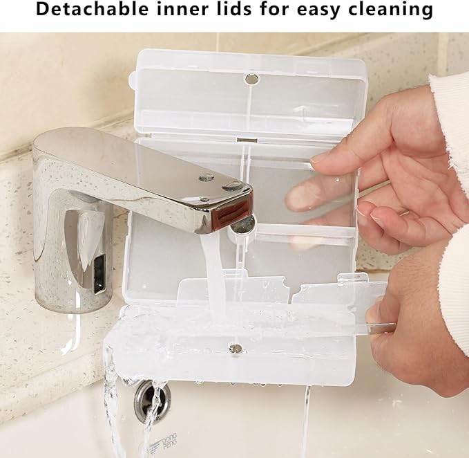 FYY Daily Pill Organizer/ Case, 7 Compartments Portable, [Folding Design] Large Travel Pill Box for Purse Pocket to Hold Vitamins,Cod Liver Oil,Supplements and Medication-Clear