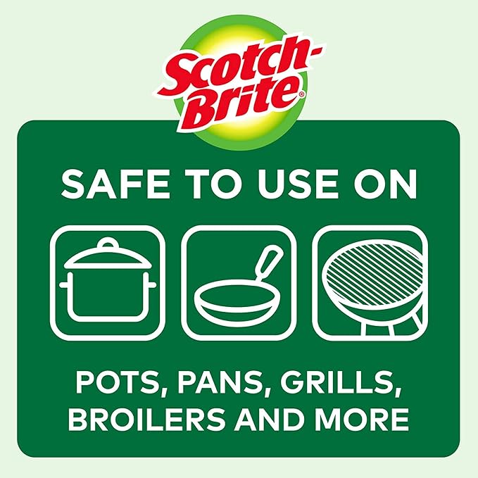 Scotch-Brite Stainless Steel Scrubbers,Scouring Pads for Cleaning Tough Baked-On Messes,Metal Scrubbers for Cleaning Dishes,3 Scrub Pads,(Pack of 8)