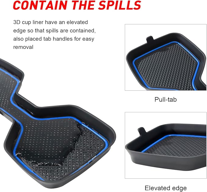 Cup Holder Coaster for Kia Telluride Accessories 2020 2021 2022 2023 2024 2025 Silicone Cup Holder Insert Mat Non-Slip Center Console Pad Car Interior Accessories Decoration (Blue Trim,6-pcs kit)