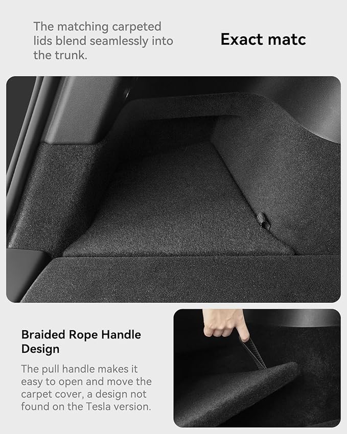 VIHIMAI for Tesla Model Y Trunk Storage Bins 5-Seater 2022-2025, Rear Trunk Organizer TPE Waterproof Trunk Storage Bins Side Box with Lids for Tesla Model y Accessories