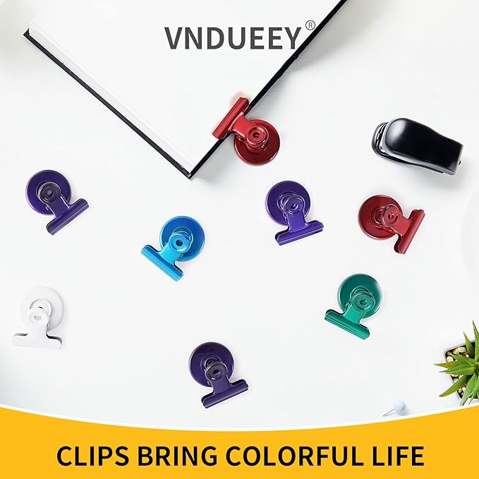VNDUEEY 20 Pack Magnetic Paper Clip Dispenser Holder, Paperclip Dispenser for Desk, School, Office, Fridge Magnets Refrigerator Magnets, Magnet Clips for Whiteboard Locker (White)