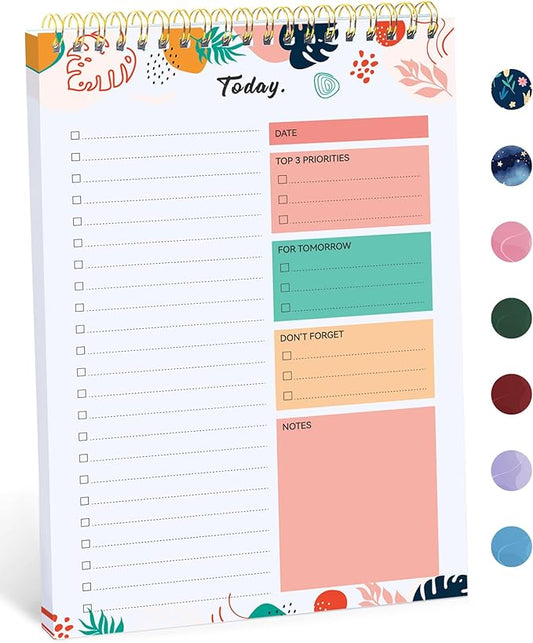 Taja To Do List Notepad - To Do List Notebook for Work with 52 Sheets, 9.8" x 6.5", Undated Daily Planner Perfect for Daily Tasks and Goal Setting, Notepad Suitable for Office, Home & School - Blossom Grove