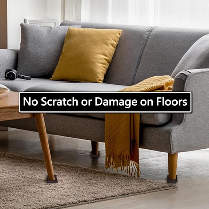 2x2 Square Rubber Furniture Caster Cups, Anti-Sliding Furniture Pads Bed Stopper Floor Protectors with Grip - Protect Any Flooring
