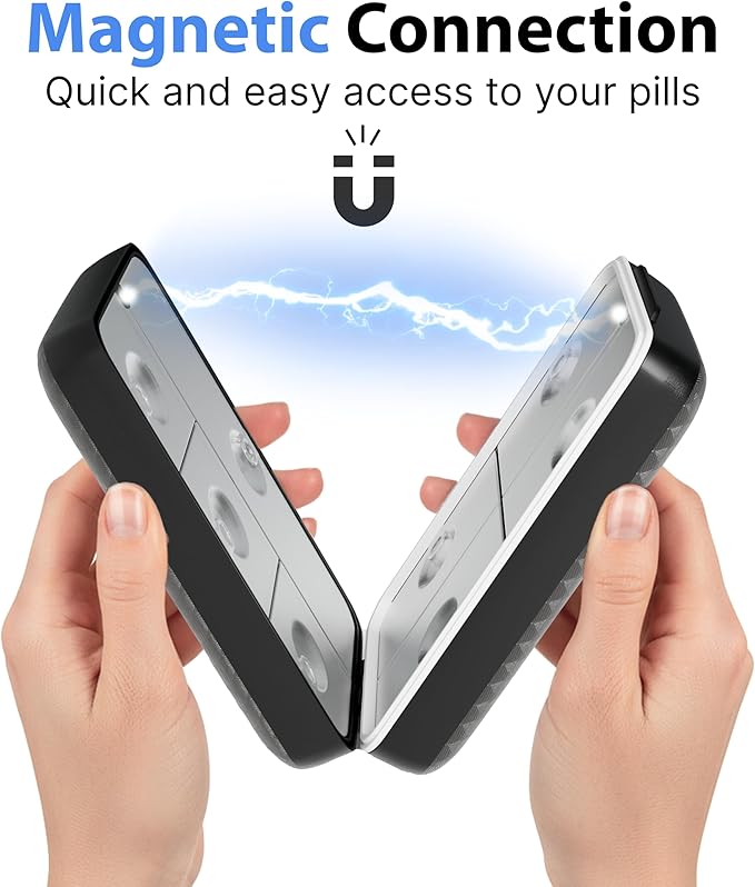 Travel Pill Organizer Box – Moisture Proof Case with Magnetic Closure, Large 8-Compartment Holder for Pills, Vitamins and Supplements, Reliable Medicine Organizer for Daily Use at Home or on The Go