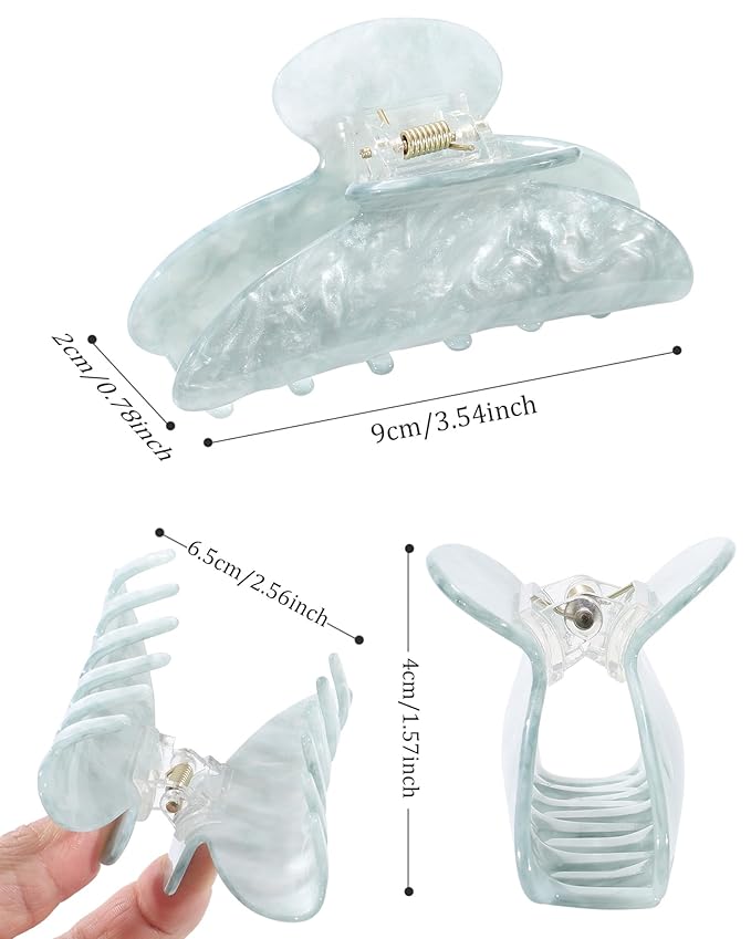 4Pcs Large Acrylic Clips - Big Non-Slip Banana Barrettes for Thick Hair, Strong Hold Jaw Clips for Women Girls