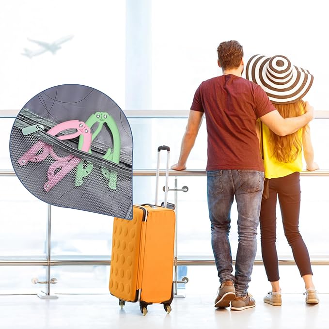 Travel Hangers Portable Foldable Travel Hanger Organizer, Plastic Cruise Ship Accessories Essentials Clothes Hanging Rack Folding Hangers for Traveling Camping Flying RV Suitcase (36, Brilliant Multi)