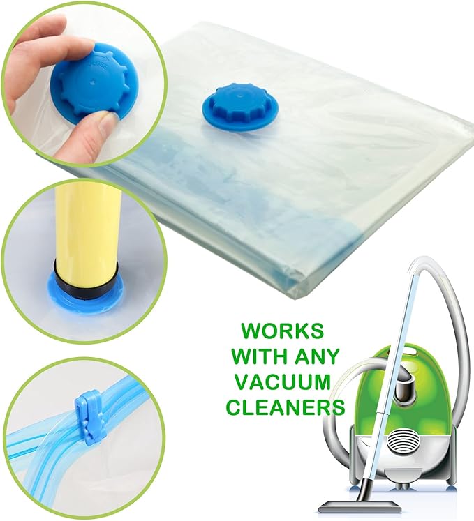 6 PC Large Vacuum Storage Bags | Space Saver Bags Underbed Storage for Clothes, Bedding & Travel Bag Sealer | Vacuum Sealer Bags with Travel Pump | Waterproof Bags Works with Any Vacuum