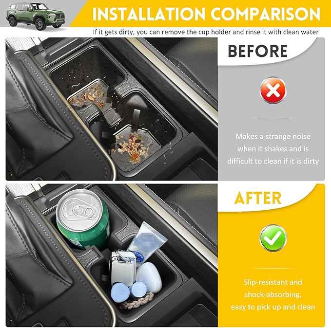 Cup Holder for 2024 2025 Lexus GX550 Center Console Cup Holder Insert Silicone Cupholder Coaster Liner for 24 25 GX 550 Interior Accessories Black