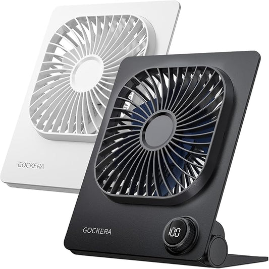 Desk Fan, 6.61''Ultra-thin 5000mAh Battery Powered Fan with Powerful Wind,100 Speeds Adjustable&Digital Display,Timer,Ultra-quiet Small Portable Fan for Bedroom,Office,Travel,Summer Essentials