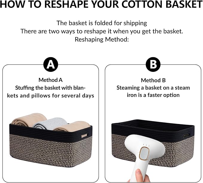 MiniArk Large Storage Baskets for Shelves, Closet Organizer Bins for Clothes, Blanket, Towels, Baby Nursery, Toy Box, Woven Rope Baskets, 17 x 13 x 7.5”, 3 Packs, Woven Brown