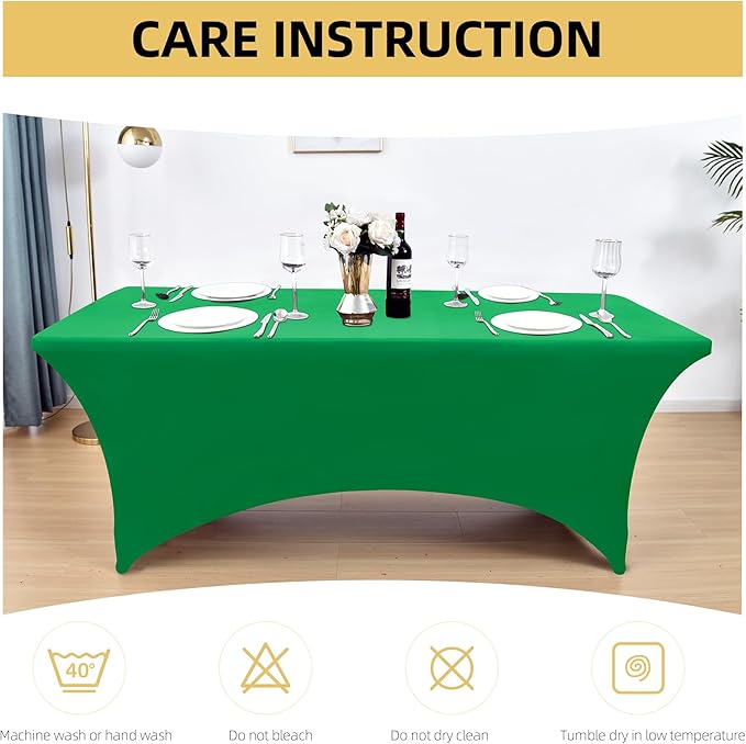 ZarzaaSik 6-Pack 6ft Spandex Table Covers for Rectangle Standard Folding Tables - Wrinkle Resistant Stretch Tablecloths - Ultimate Fitted Table Protector for Parties, Trade Shows, Wedding
