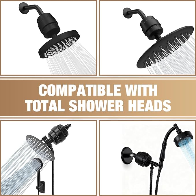 25-Stage Shower Filter prevents scale buildup,Revitalize Hair Skin Nails with Purifying Water, softener hard water,99% Lead Chlorine, Fluoride Removed,High Output Fan Technology,Matte Black
