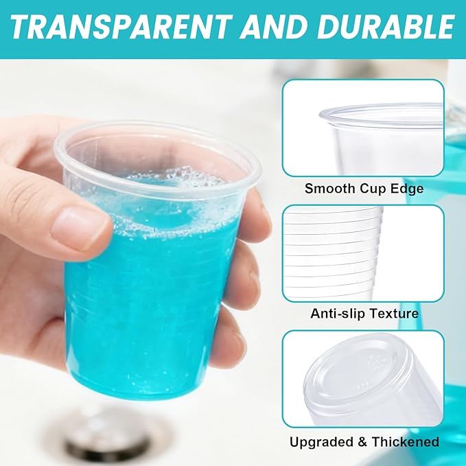 Lamosi 1500 Pack 3 oz Clear Plastic Cups, Disposable Bathroom Mouthwash Cups, Small Plastic Drinking Cup for Ice Tea, Party,Tasting, Travel and Event