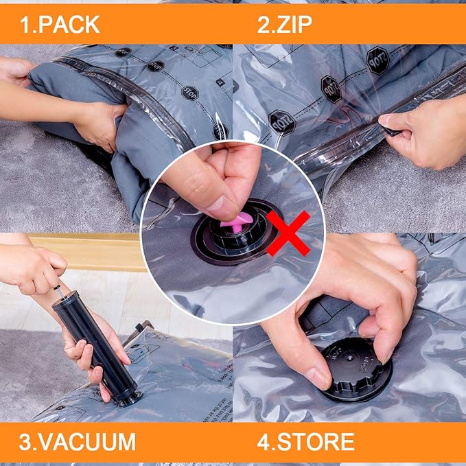 Vacuum Storage Bags (5 x Medium, 5 x Small), Space Saver Sealer Compression Bags with Travel Hand Pump for Blankets, Comforters, Pillows, Clothes Storage