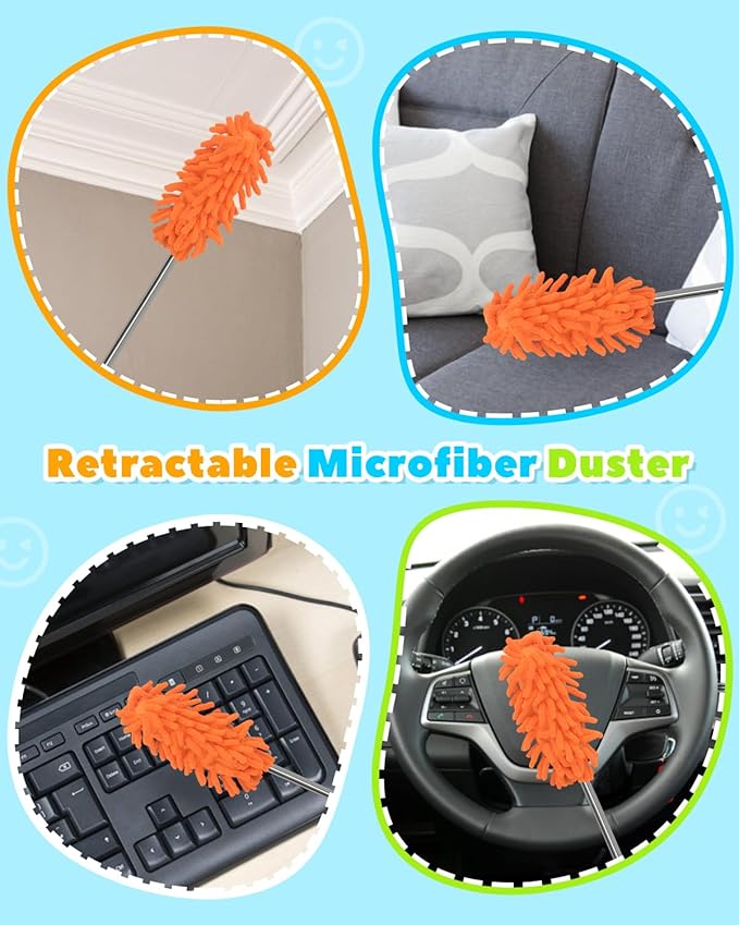 11 Pcs Blind Cleaner Duster Tool Kit – Mini & Window Blinds Cleaner Brush Set, Air Vent & Track Cleaning Tools, Window Groove & Sill Scrubber for Home, Car, AC, Sliding Doors - Yellow