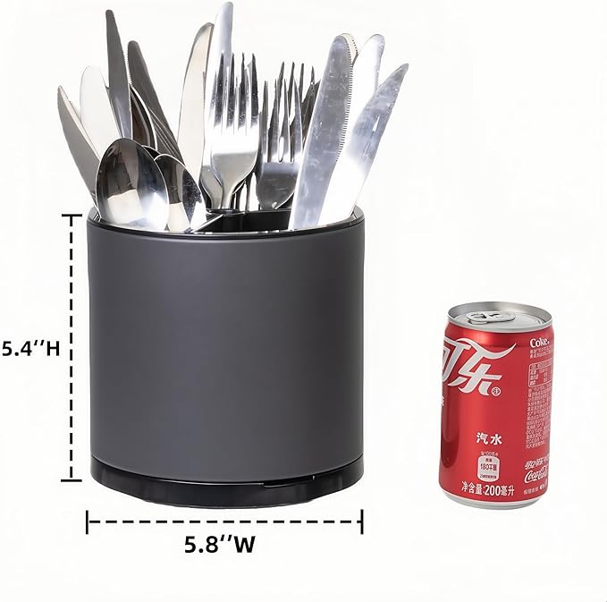 Utensil Holder, 360° Rotating Kitchen Utensil Holder For Counter, Cooking Silverware Organizer Stainless Steel Caddy Flatware Spoon Spatula Tool Cutlery Container