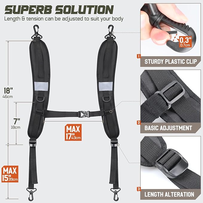 Backpack Straps, Backpack Shoulder Strap for bags strap Replacement Padded Strap Adjustable with Metal/Plastic Clips