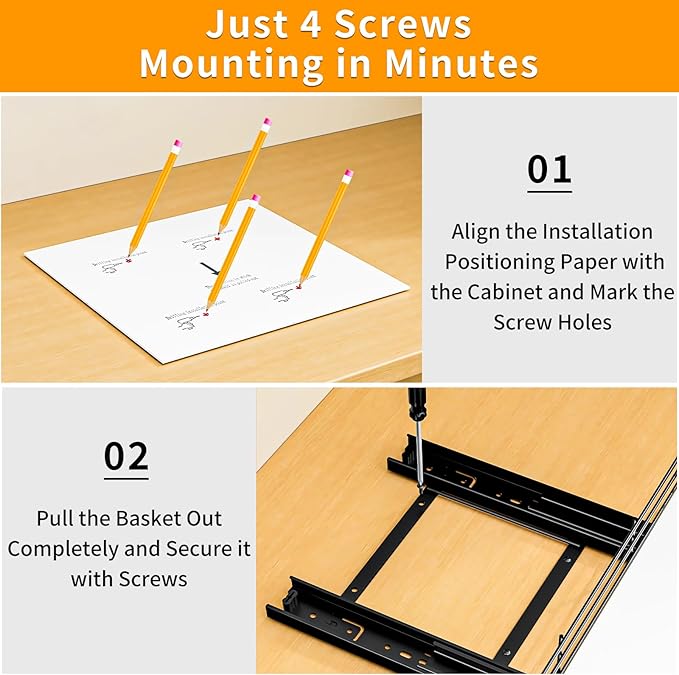 RCHYFEED Pull Out Spice Rack Organizer for Cabinet, Slide out Spice Organization for Inside Cabinets, Heavy Duty Seasoning Organizer Fits Kitchen and Pantry, Sauces, Canned (10.5''Wx10.5''Dx2.5''H)