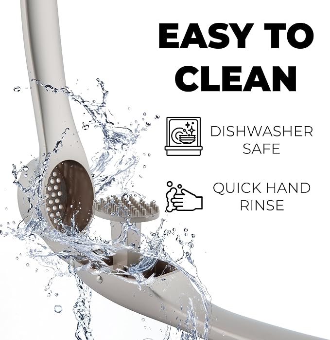 Zulay Kitchen Premium Garlic Press Set – Rust Proof & Dishwasher Safe Garlic Mincer Tool with Silicone Garlic Peeler & Brush, Easy Squeeze & Clean, Ergonomic Soft Grip Handle - Medium – Silver