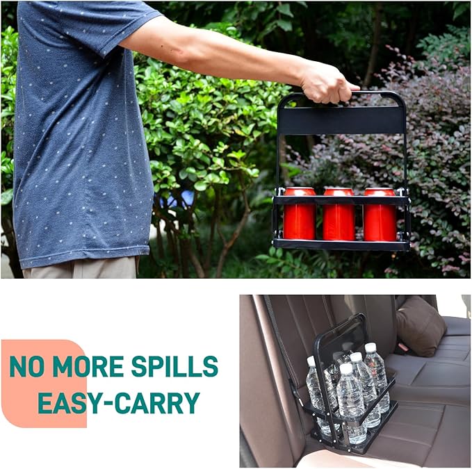 6 Cup Drink Carrier with Handle, Portable Cup Carriers for Drinks, Drink Carrier for Delivery, Coffee Carrier, Drink Caddy Portable Drink Carrier, Beverage Drink holder, Reusable, Black