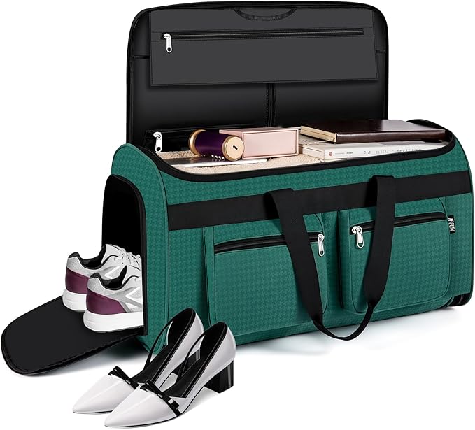 Convertible Garment Duffel Bags for Travel - Carry-on Garment Duffle with Toiletry Bag Storage Bag, Large Travel Duffel Bag, 2-in-1 Hanging Suit Bag, Weekender Bag for Men and Women, 3-Piece Set