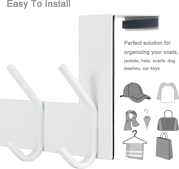 WEBI Over The Door Hooks for Hanging, Over The Door Towel Rack, Over Door Coat Hanger, Over Door Coat Rack for Hanging Towels, Hats, Clothes, Behind Back of Bathroom, Bronze