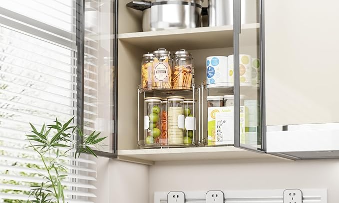 Yieach Clear 360 Rotating Bathroom Counter Organizer,2 Tier Spinning Perfume Organizer and Makeup Tower for Lotion,Hair,Face Skincare Beauty Products,Tiered Lazy Susan and Makeup Organizers for Vanity