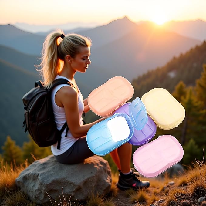 500 Sheets Colorful Disposable Soap Paper 5 Boxes Hand Cleaner Fragrance Mini Color Soap Paper for school Indoor, Outdoor, Travel, Camping Hiking，Paper Soap，Travel Soap,Foot and Hand Care