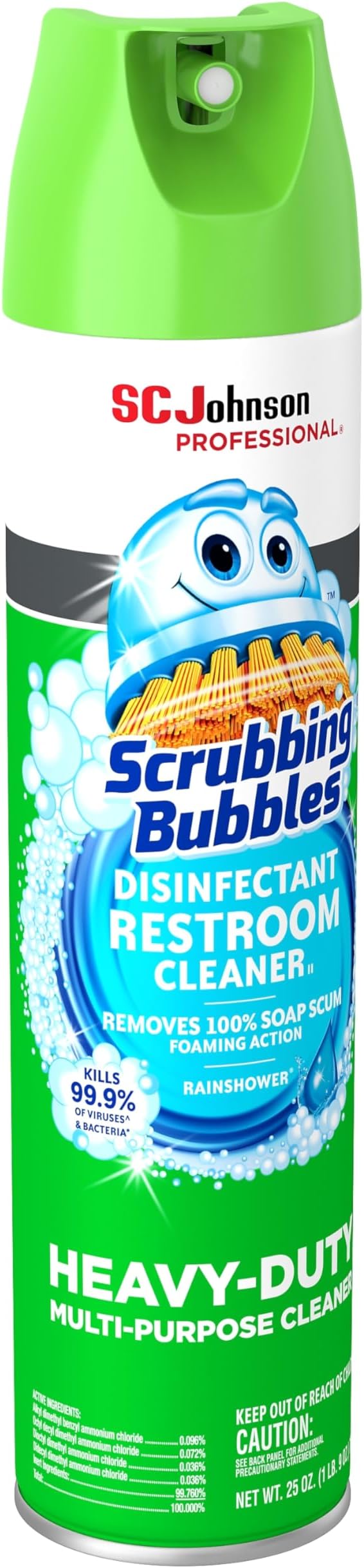 Scrubbing Bubbles Disinfectant Restroom Cleaner Ii, Rain Shower Scent, 25 Oz Aerosol Spray