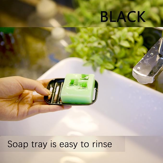 1 Pack Soap Travel Container Portable Soap Case Leakproof Soap Box Soap Saver Dish with Cover Plastic Soap Bar Holder for Camping Outdoor Bathroom Shower Gym Hiking Traveling（Black）