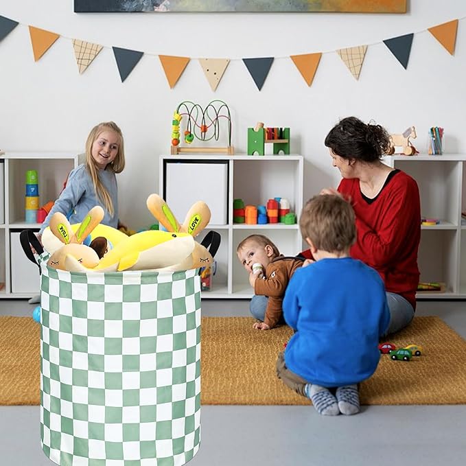 Sage Laundry Basket Kids Hamper Gifts Storage Basket Toys Box Large Canvas Collapsible Organizer Bins for Home/Dorm/Kitchen/Pet/Office/Closet/Shelf/Gift Baskets