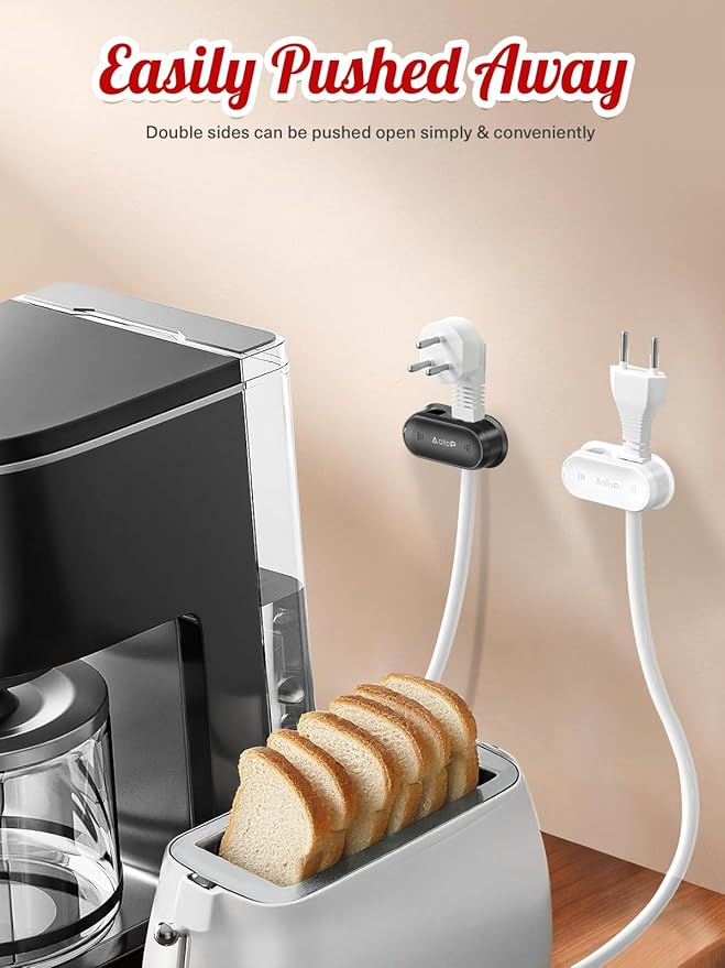 10 Hole Cord Organizer Cable Clips [1s Slide Lock] Cord Holder, Cable Management, Adhesive Phone Charging Keeper Wire Cord Holder for Nightstand/Car/Wall, Home Office/Desk Accessories-Black