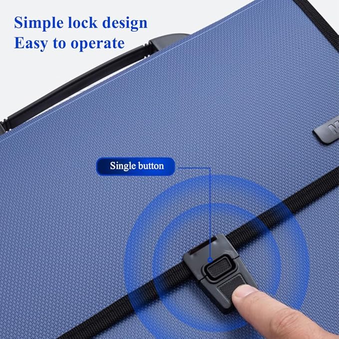 M&G Expanding File Folder 12 Pockets Accordion File Organizer with Labels, Portable Document Receipt Organizer for A4 Letter Size Paper, Waterproof Folder for Business School Office Supplies (Blue)