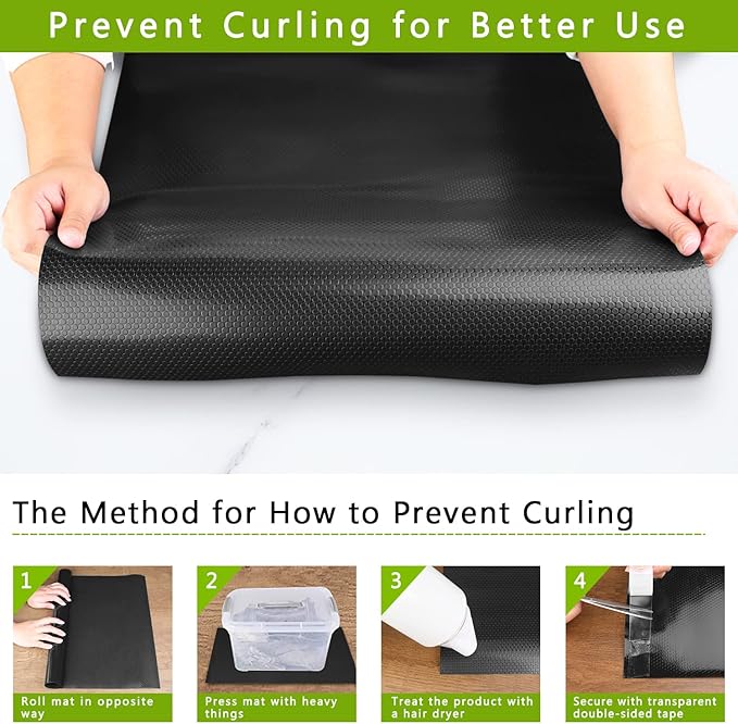 HooTown Shelf Liner Kitchen Cabinet Drawer Mats 23.6 Inch Wide x 19.6 Feet Long, Non Slip EVA Plastic Water Resistant Pad for Bathroom Drawers, Shoe Shelves, Under Sink, Black