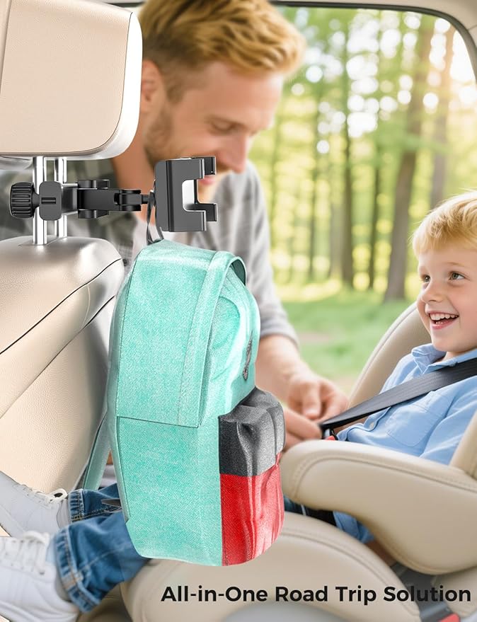 PLDHPRO Car Headrest Tablet Holder for Backseat, 3 in 1 Adjustable Aluminum Alloy Arm Tablet Mount for Back Seat, Road Trip Essentials for Kids for iPad, Galaxy, Fire HD, 5.1''-15.6'' Devices