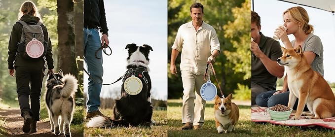 2-Pack, LeeRound Portable Dog Bowl,Food-Grade Silicone Collapsible Dog Bowls Small, Dogs Bowl Travel for Water Food Walking and Hiking