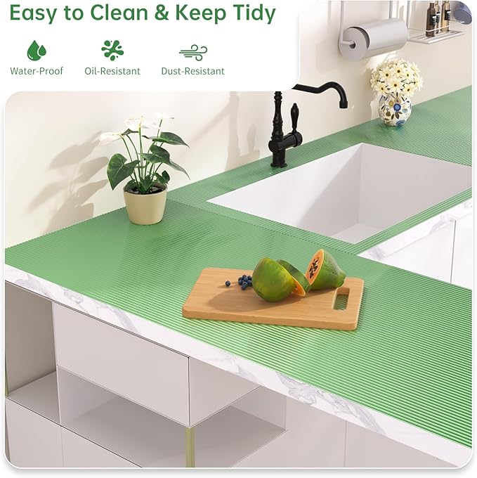 Shelf and Drawer Liner for Kitchen Cabinet, Non-Adhesive 12in x 120in Waterproof Durable Thickened EVA Material Easy-to-Cut Contact Paper Non Slip Mat for Refrigerator, Cupboard, Dresser