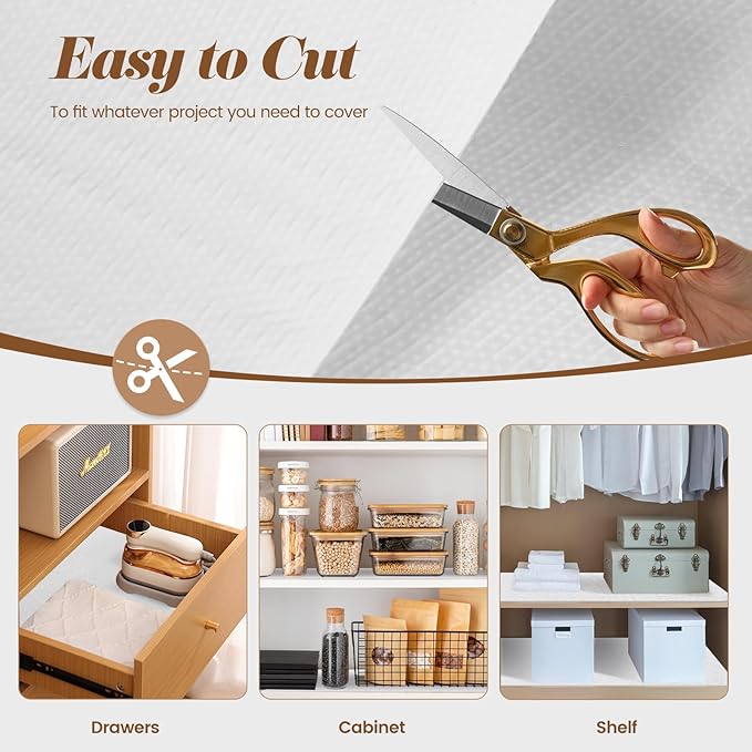 Drawer Shelf Liner for Kitchen Cabinets Non-Adhesive, Non Slip Shelf Paper Waterproof Thickened Cabinet Liners for Shelves, Strong Grip Mats for Cupboard, Dresser, Pantry, White, 17.5 in x 20 FT