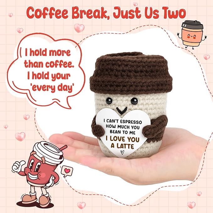 Agantree art Anniversary Women Men Her Him Gifts for Girlfriend Boyfriend Father s Day Gift for Husband Wife Birthday Graduation Coffee Lover Couple Crochet Coffee Mug Decor I Love You Her Dad