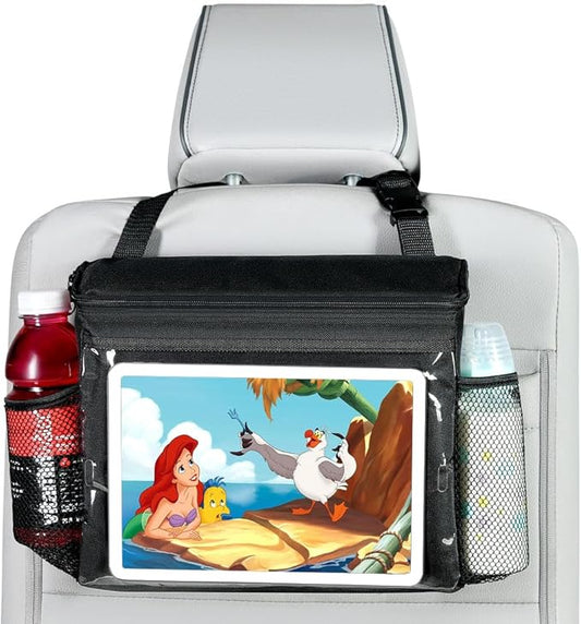 lebogner Insulated Car Seat Back Organizer + iPad and Tablet Holder, Auto Driver or Passenger Accessories Organizer, Vehicle Front Seat Caddy, Personal Travel Cooler Storage Bag for Adults & Kids
