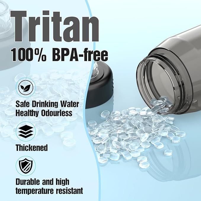 Water Bottle 32oz, clear water bottle with Spout Lid and Carry Handle, Reusable, Tritan, BPA Free, Hiking Water Bottle Suitable for Travel, Outdoors, Gym, Travel, Home, School (Black)