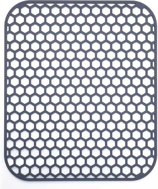 Silicone Kitchen Sink Protector Mat 13.7"x 11.7" - Kitchen Sink Grid Accessory, Non-Slip Heat Resistant Grid Dry Mat for Bottom of Porcelain Stainless Steel, Dishwasher Safe