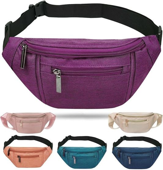Crossbody Fanny Pack for Women Fashionable,Fashion Waist Bag Purse,Belt Bag for Travel Walking Running Hiking Cycling,Easy Carry Any Phone,Wallet (Purple)