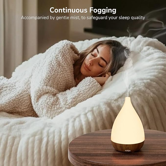 Ultrasonic Essential Oil Diffuser, Home Fragrance Aroma Diffuser with Auto Shut-Off, 8-Color Night Light & Ultra-Quiet Operation, BPA-Free Portable Aromatherapy Humidifier for Home (Dark)